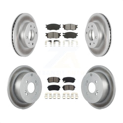 Front Rear Coated Disc Brake Rotors And Semi-Metallic Pads Kit For 2006 Hyundai Accent Hatchback KGS-100853