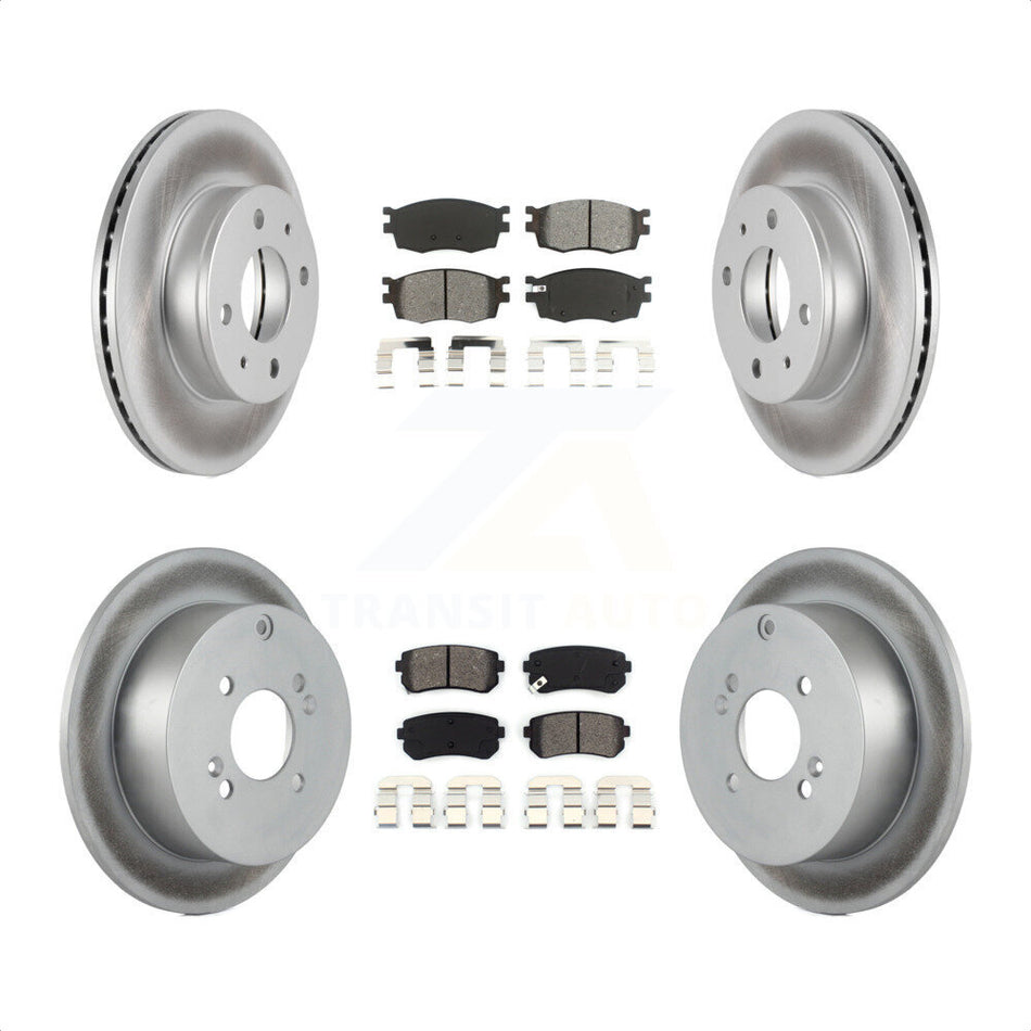 Front Rear Coated Disc Brake Rotors And Semi-Metallic Pads Kit For 2006 Hyundai Accent Hatchback KGS-100853 by Transit Auto