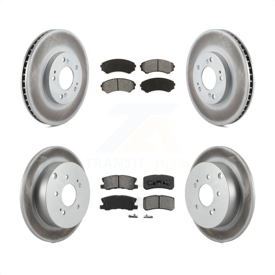 Front Rear Coated Disc Brake Rotors And Semi-Metallic Pads Kit For Mitsubishi Endeavor KGS-100854 by Transit Auto