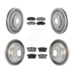 Front Rear Coated Disc Brake Rotors And Semi-Metallic Pads Kit For 2004-2005 Acura TL Automatic transmission KGS-100855