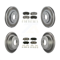 Front Rear Coated Disc Brake Rotors And Semi-Metallic Pads Kit For 2010-2011 Hyundai Azera KGS-100863