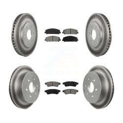 Front Rear Coated Disc Brake Rotors And Semi-Metallic Pads Kit For Suzuki Equator KGS-100895