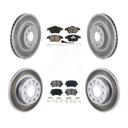 Front Rear Coated Disc Brake Rotors And Semi-Metallic Pads Kit For 2008-2008 Audi A3 Quattro KGS-100901
