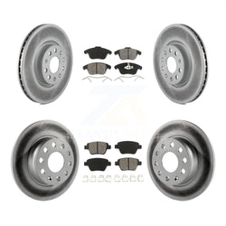 Front Rear Coated Disc Brake Rotors And Semi-Metallic Pads Kit For Volkswagen Passat KGS-100908