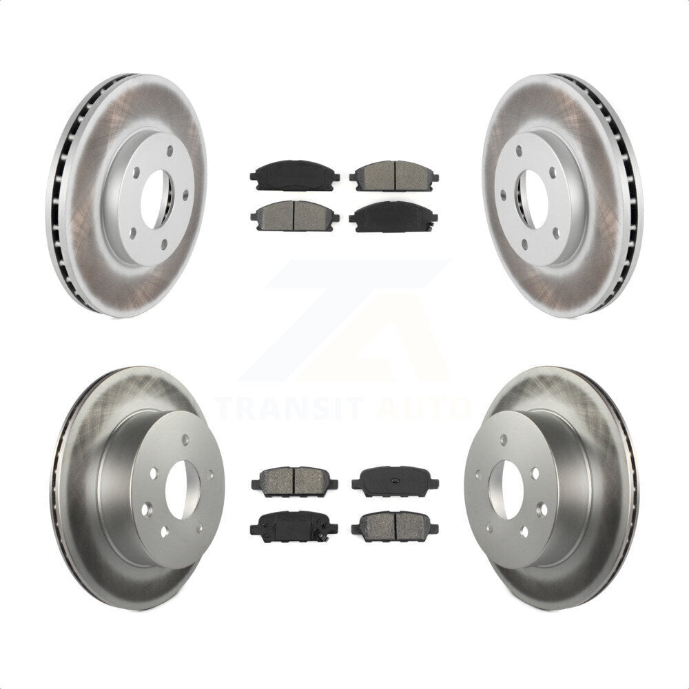 Front Rear Coated Disc Brake Rotors And Semi-Metallic Pads Kit For 2005-2006 Nissan X-Trail KGS-100910 by Transit Auto