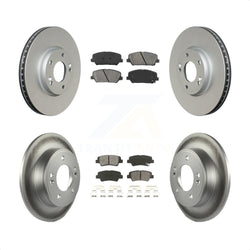 Front Rear Coated Disc Brake Rotors And Semi-Metallic Pads Kit For Hyundai Veloster Kia Forte Koup KGS-100931