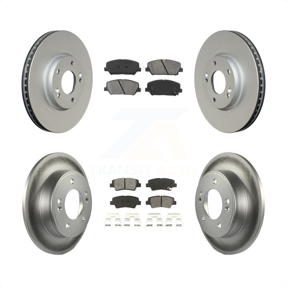 Front Rear Coated Disc Brake Rotors And Semi-Metallic Pads Kit For Hyundai Veloster Kia Forte Koup KGS-100931 by Transit Auto