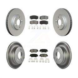 Front Rear Coated Disc Brake Rotors And Semi-Metallic Pads Kit For Hyundai Sonata 3.3L KGS-100936