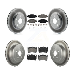 Front Rear Coated Disc Brake Rotors And Semi-Metallic Pads Kit For 2010-2013 Lexus IS250 C Vehicles Built Canadian Market KGS-100956