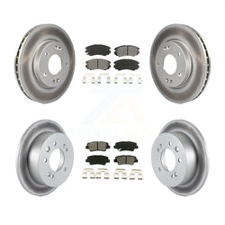 Front Rear Coated Disc Brake Rotors And Semi-Metallic Pads Kit For 2010 Hyundai Elantra Sedan From 03 23 10 KGS-100959