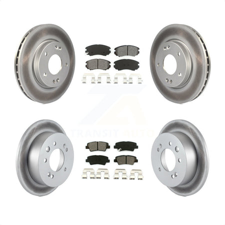 Front Rear Coated Disc Brake Rotors And Semi-Metallic Pads Kit For 2010 Hyundai Elantra Sedan From 03 23 10 KGS-100959 by Transit Auto