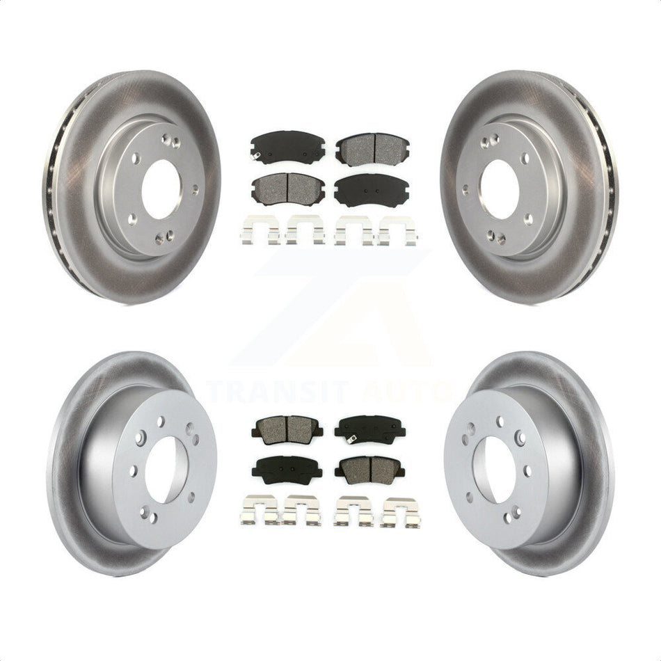 Front Rear Coated Disc Brake Rotors And Semi-Metallic Pads Kit For 2010 Hyundai Elantra Sedan From 03 23 10 KGS-100959 by Transit Auto