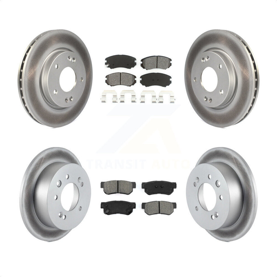 Front Rear Coated Disc Brake Rotors And Semi-Metallic Pads Kit For Hyundai Elantra KGS-100960 by Transit Auto