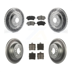 Front Rear Coated Disc Brake Rotors And Semi-Metallic Pads Kit For 2007-2008 Mercedes-Benz SLK280 With Sport Package KGS-100969