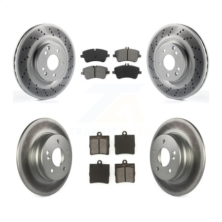 Front Rear Coated Disc Brake Rotors And Semi-Metallic Pads Kit For 2007-2008 Mercedes-Benz SLK280 With Sport Package KGS-100969 by Transit Auto