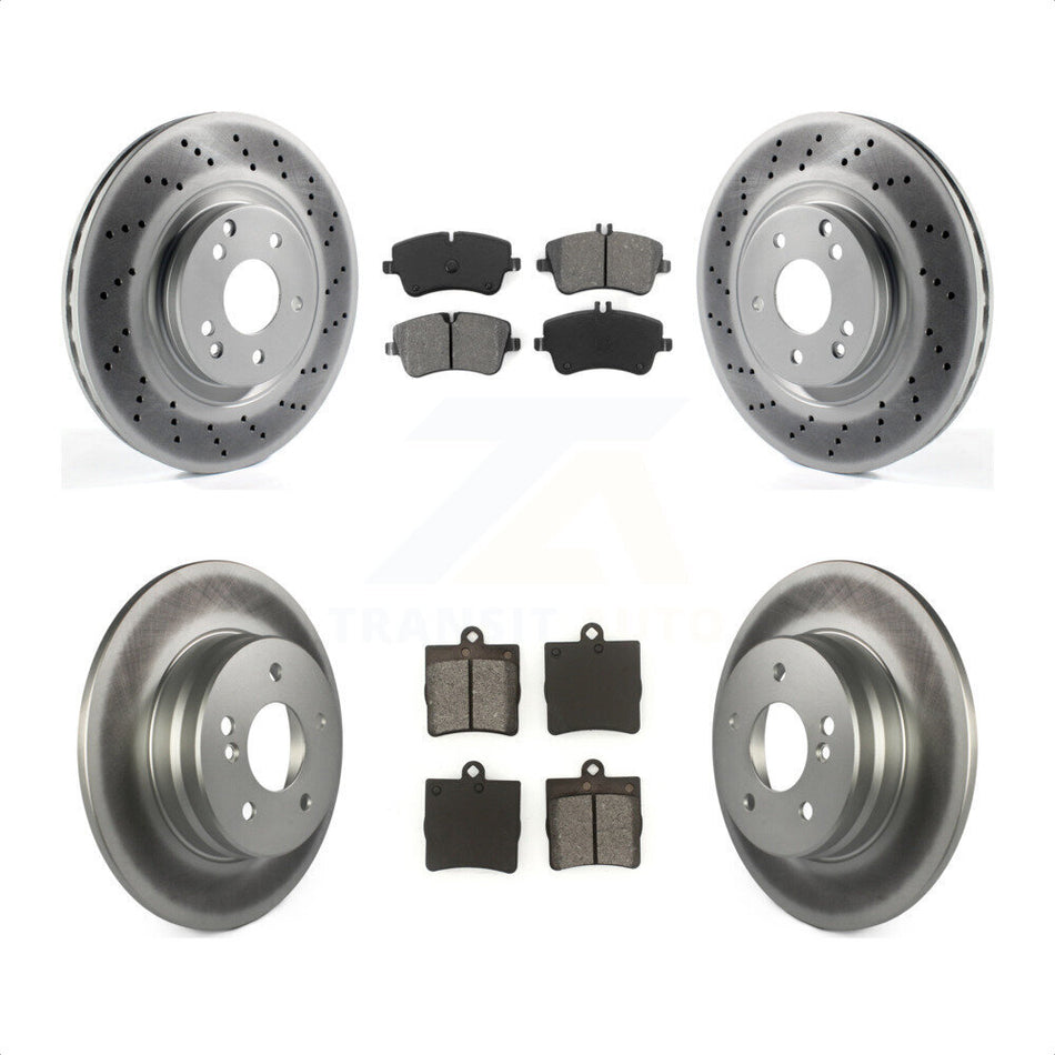 Front Rear Coated Disc Brake Rotors And Semi-Metallic Pads Kit For 2007-2008 Mercedes-Benz SLK280 With Sport Package KGS-100969 by Transit Auto