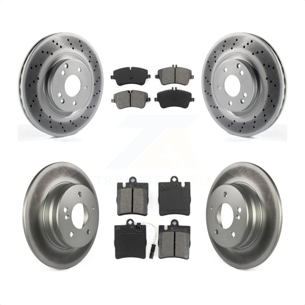 Front Rear Coated Disc Brake Rotors And Semi-Metallic Pads Kit For 2004 Mercedes-Benz C320 Wagon Coupe with RWD With Sport Package KGS-100970 by Transit Auto