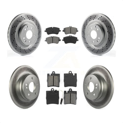 Front Rear Coated Disc Brake Rotors And Semi-Metallic Pads Kit For 2004 Mercedes-Benz C320 Wagon Coupe with RWD With Sport Package KGS-100970