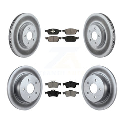 Front Rear Coated Disc Brake Rotors And Semi-Metallic Pads Kit For Ford Escape Connect KGS-100975