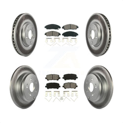 Front Rear Coated Disc Brake Rotors And Semi-Metallic Pads Kit For Honda Pilot Acura MDX ZDX KGS-100979