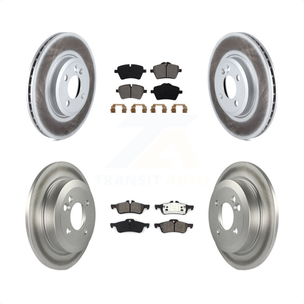 Front Rear Coated Disc Brake Rotors And Semi-Metallic Pads Kit For 2002-2005 Mini Cooper With 294mm Diameter Rotor 4 Lug Wheels KGS-100994 by Transit Auto