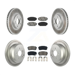 Front Rear Coated Disc Brake Rotors And Semi-Metallic Pads Kit For 2007-2012 Hyundai Veracruz KGS-101005