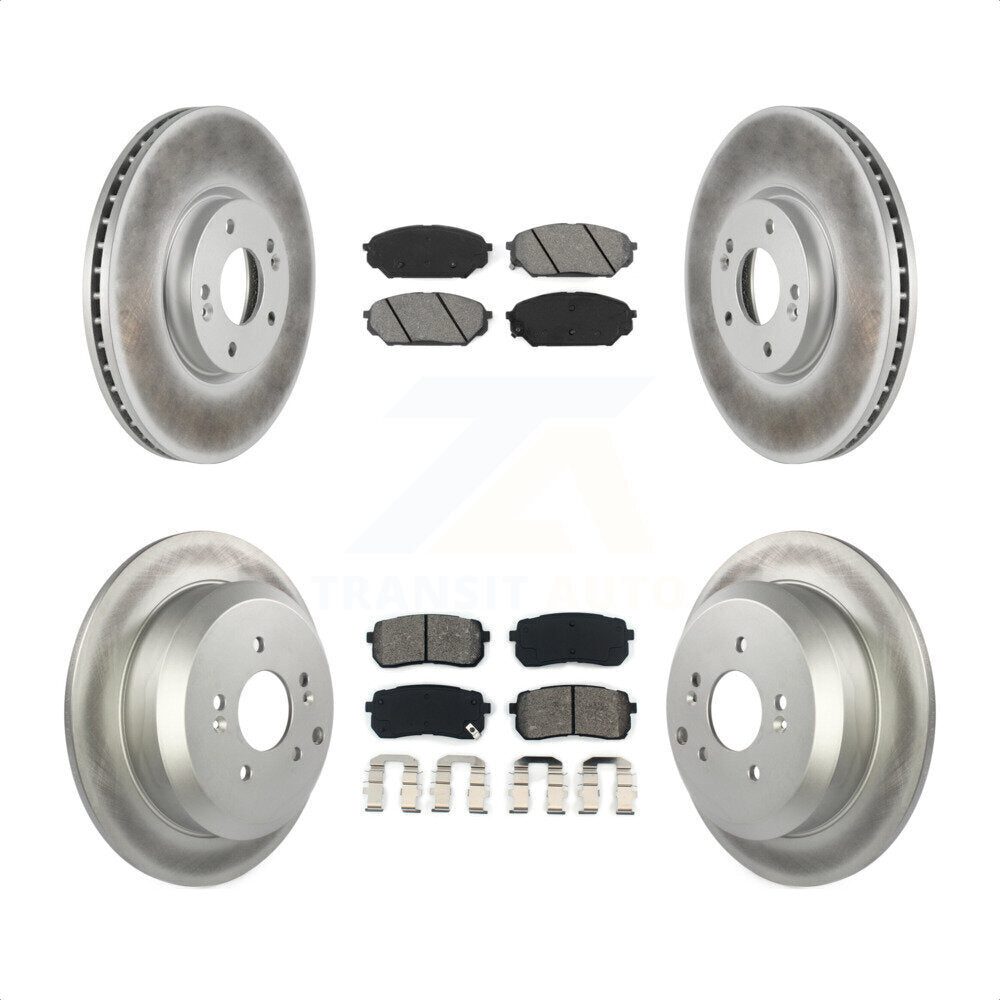 Front Rear Coated Disc Brake Rotors And Semi-Metallic Pads Kit For 2007-2012 Hyundai Veracruz KGS-101005 by Transit Auto