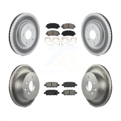 Front Rear Coated Disc Brake Rotors And Semi-Metallic Pads Kit For Nissan Rogue Select KGS-101009