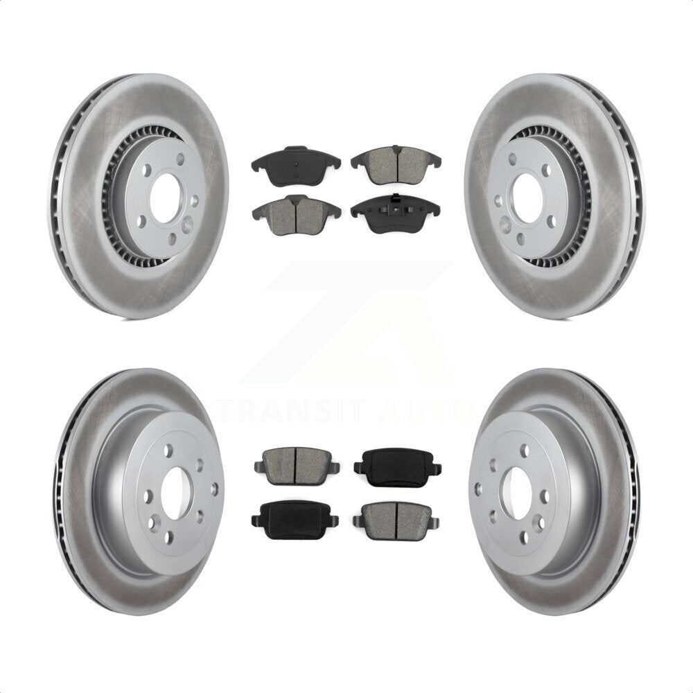 Front Rear Coated Disc Brake Rotors And Semi-Metallic Pads Kit For 2008-2011 Land Rover LR2 KGS-101014 by Transit Auto