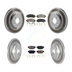 Front Rear Coated Disc Brake Rotors And Semi-Metallic Pads Kit For 2009-2014 Acura TL KGS-101040