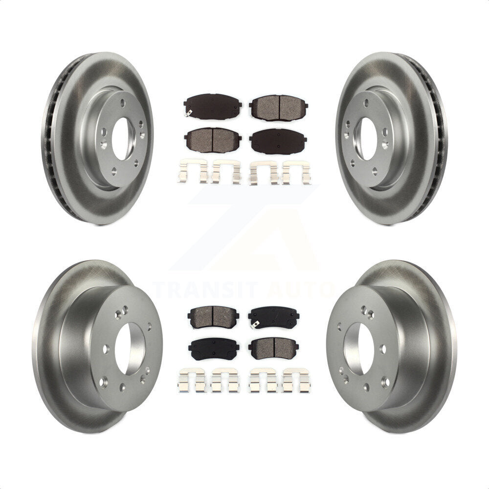 Front Rear Coated Disc Brake Rotors And Semi-Metallic Pads Kit For Kia Forte Koup Forte5 KGS-101044 by Transit Auto