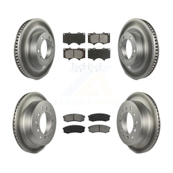 Front Rear Coated Disc Brake Rotors And Semi-Metallic Pads Kit For Toyota 4Runner Lexus GX460 KGS-101051