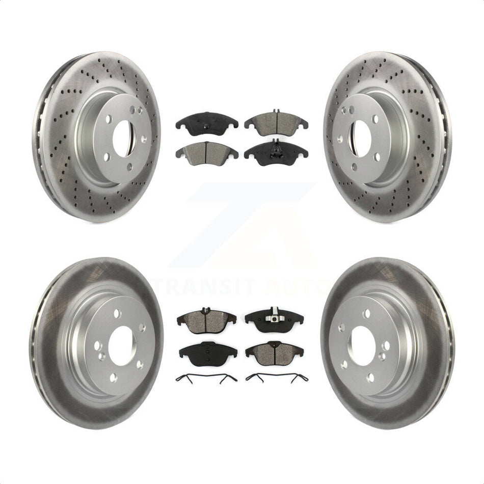 Front Rear Coated Disc Brake Rotors And Semi-Metallic Pads Kit For Mercedes-Benz E350 C300 C350 KGS-101063 by Transit Auto