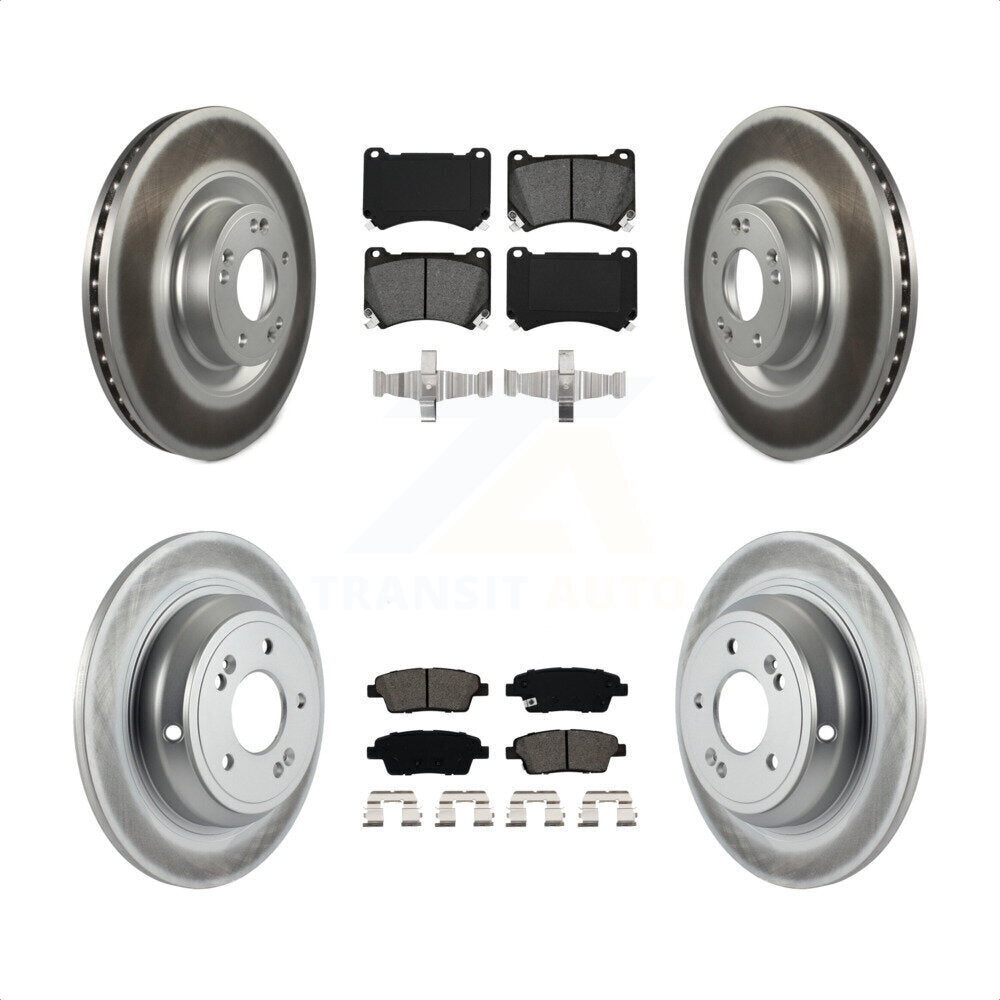 Front Rear Coated Disc Brake Rotors And Semi-Metallic Pads Kit For 2012-2014 Hyundai Genesis 5.0L KGS-101069 by Transit Auto