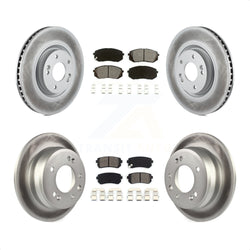 Front Rear Coated Disc Brake Rotors And Semi-Metallic Pads Kit For 2015 Hyundai Tucson FWD with FUEL CELL EV (FCEV) engine KGS-101074