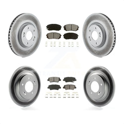 Front Rear Coated Disc Brake Rotors And Semi-Metallic Pads Kit For 2015 Hyundai Sonata GAS engine With Power Operated Parking KGS-101075