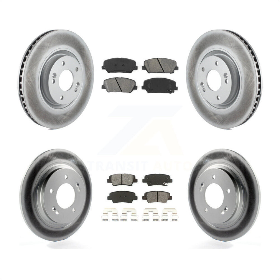 Front Rear Coated Disc Brake Rotors And Semi-Metallic Pads Kit For 2013-2015 Kia Optima 2.0L With Electric Parking KGS-101077 by Transit Auto