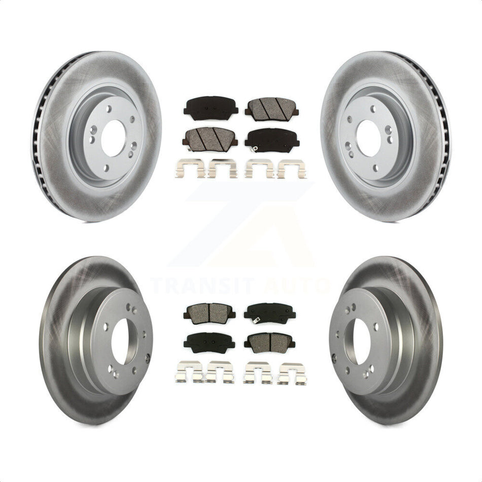 Front Rear Coated Disc Brake Rotors And Semi-Metallic Pads Kit For Hyundai Azera KGS-101078 by Transit Auto