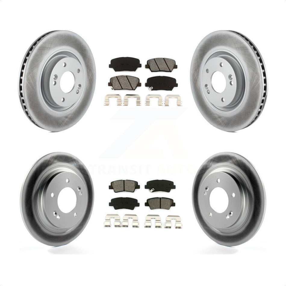 Front Rear Coated Disc Brake Rotors And Semi-Metallic Pads Kit For 2016-2017 Hyundai Azera Limited KGS-101079 by Transit Auto