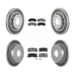 Front Rear Coated Disc Brake Rotors And Semi-Metallic Pads Kit For Mitsubishi Lancer KGS-101081