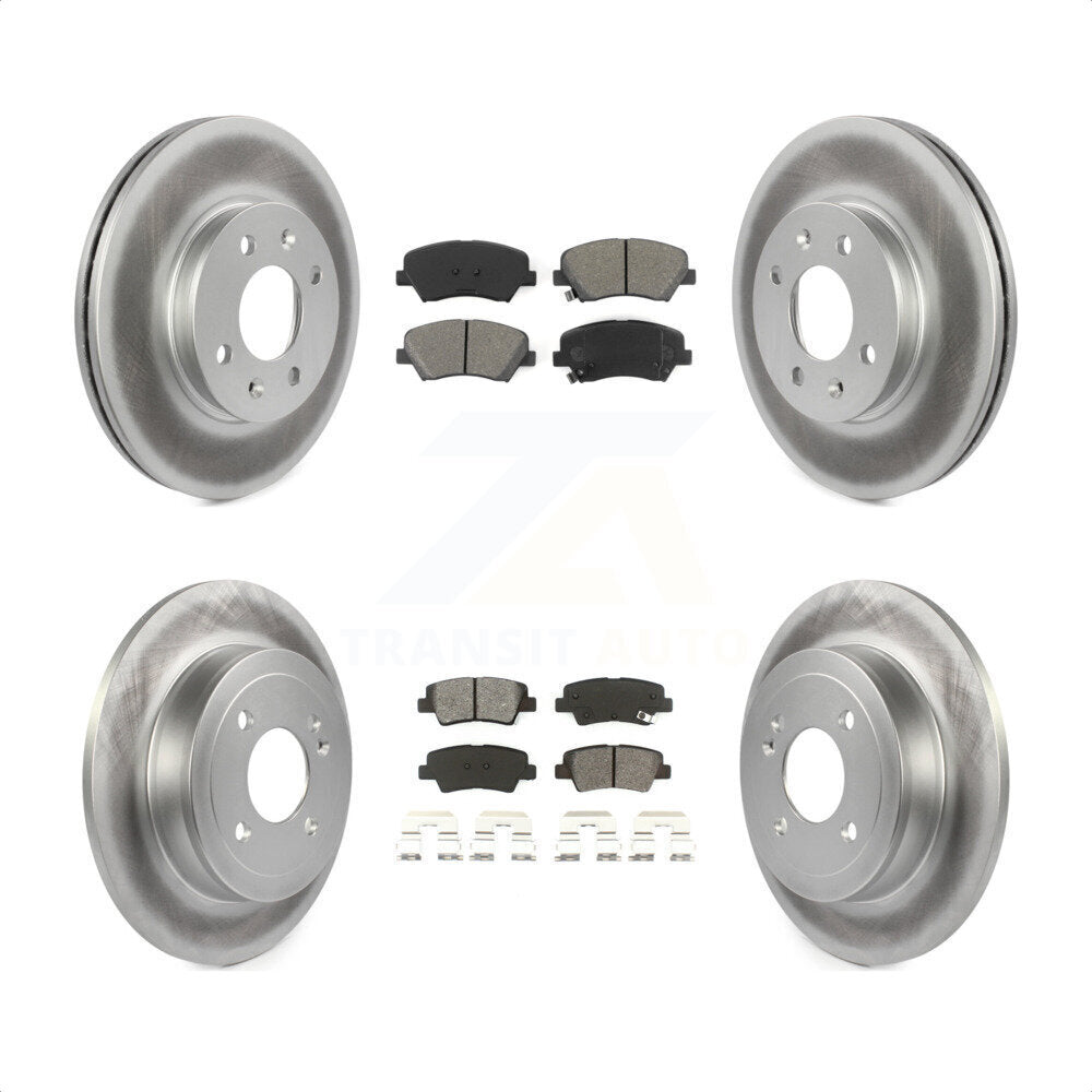 Front Rear Coated Disc Brake Rotors And Semi-Metallic Pads Kit For Hyundai Accent Kia Rio KGS-101086 by Transit Auto