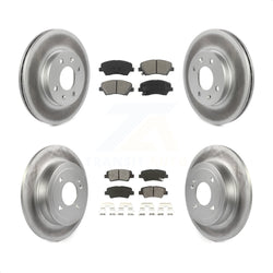 Front Rear Coated Disc Brake Rotors And Semi-Metallic Pads Kit For Hyundai Accent Kia Rio KGS-101086
