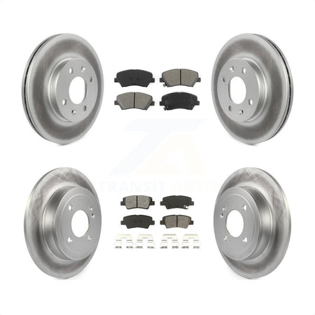 Front Rear Coated Disc Brake Rotors And Semi-Metallic Pads Kit For Hyundai Accent Kia Rio KGS-101086 by Transit Auto