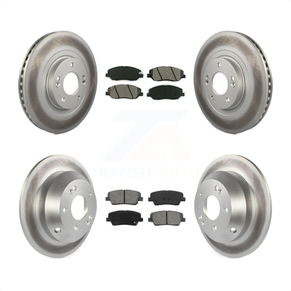 Front Rear Coated Disc Brake Rotors And Semi-Metallic Pads Kit For 2013-2016 Hyundai Santa Fe XL 3.3L KGS-101089 by Transit Auto