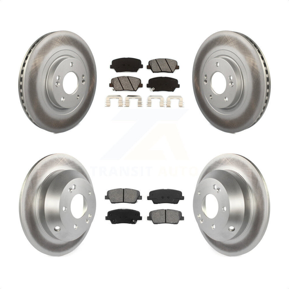 Front Rear Coated Disc Brake Rotors And Semi-Metallic Pads Kit For Hyundai Santa Fe Sport Kia Sorento KGS-101090 by Transit Auto