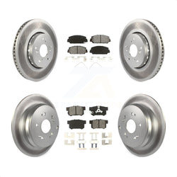 Front Rear Coated Disc Brake Rotors And Semi-Metallic Pads Kit For 2013-2018 Acura RDX KGS-101093