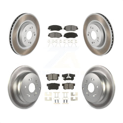 Front Rear Coated Disc Brake Rotors And Semi-Metallic Pads Kit For 2012-2016 Honda CR-V FWD KGS-101098