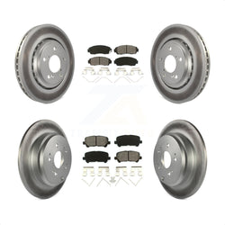 Front Rear Coated Disc Brake Rotors And Semi-Metallic Pads Kit For 2015-2017 Honda Odyssey KGS-101100