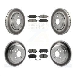 Front Rear Coated Disc Brake Rotors And Semi-Metallic Pads Kit For Honda Pilot Ridgeline KGS-101101