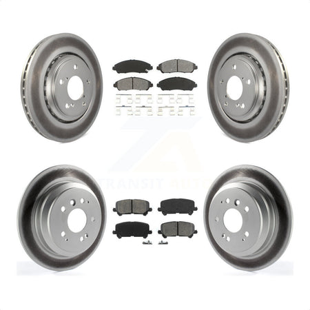 Front Rear Coated Disc Brake Rotors And Semi-Metallic Pads Kit For Honda Pilot Ridgeline KGS-101101 by Transit Auto